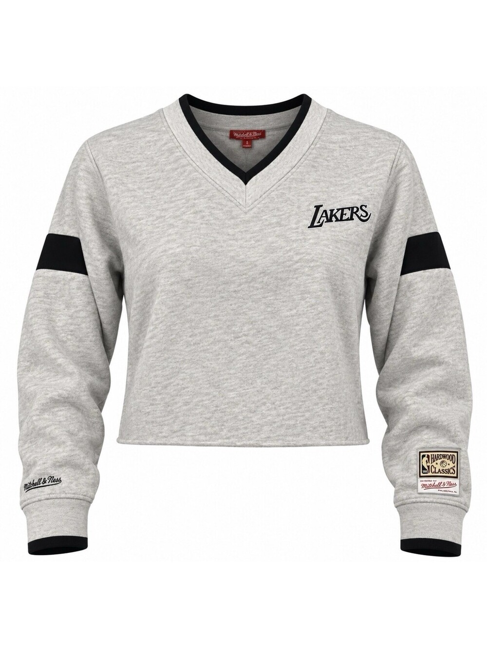 Mitchell & Ness LA Lakers Women’s Small Cropped V-Neck Sweatshirt Gray NWT